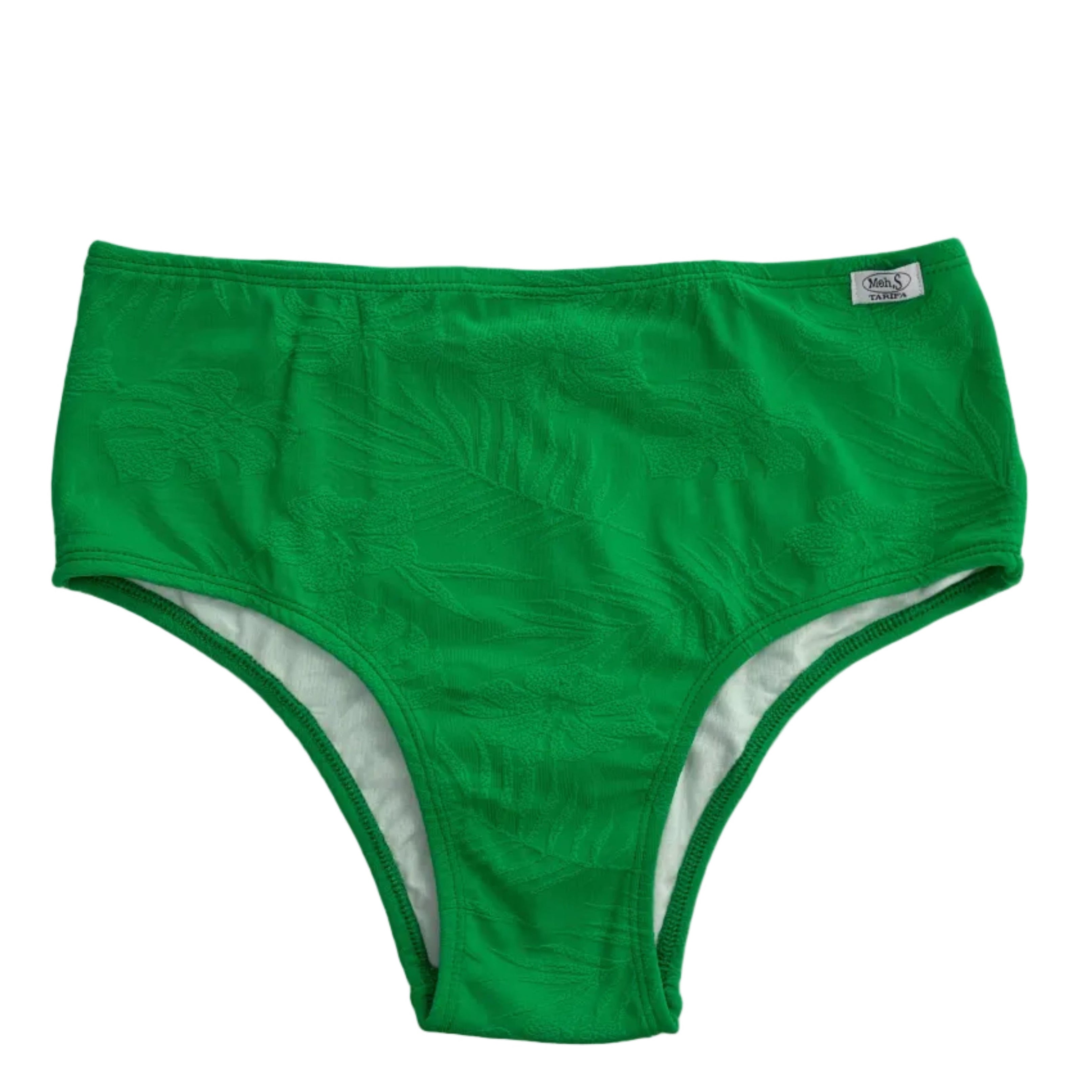 Braga alta de bikini lycra texturada verde intensoa en Tarifa artesanalmente 
