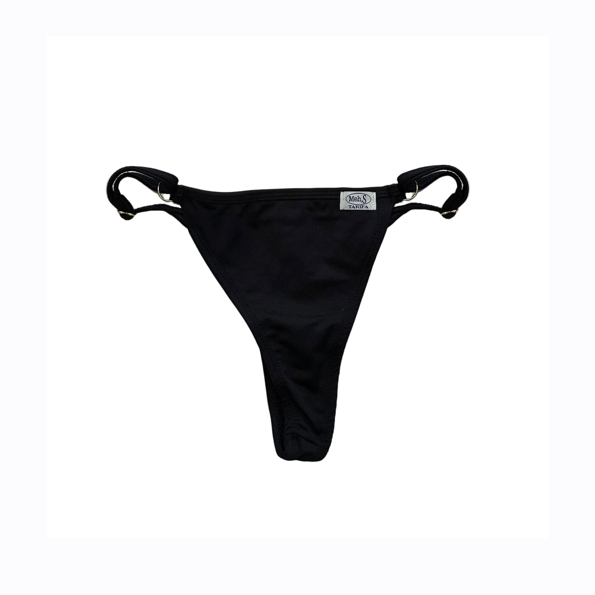 Braga bikini tanga regulable en negro liso