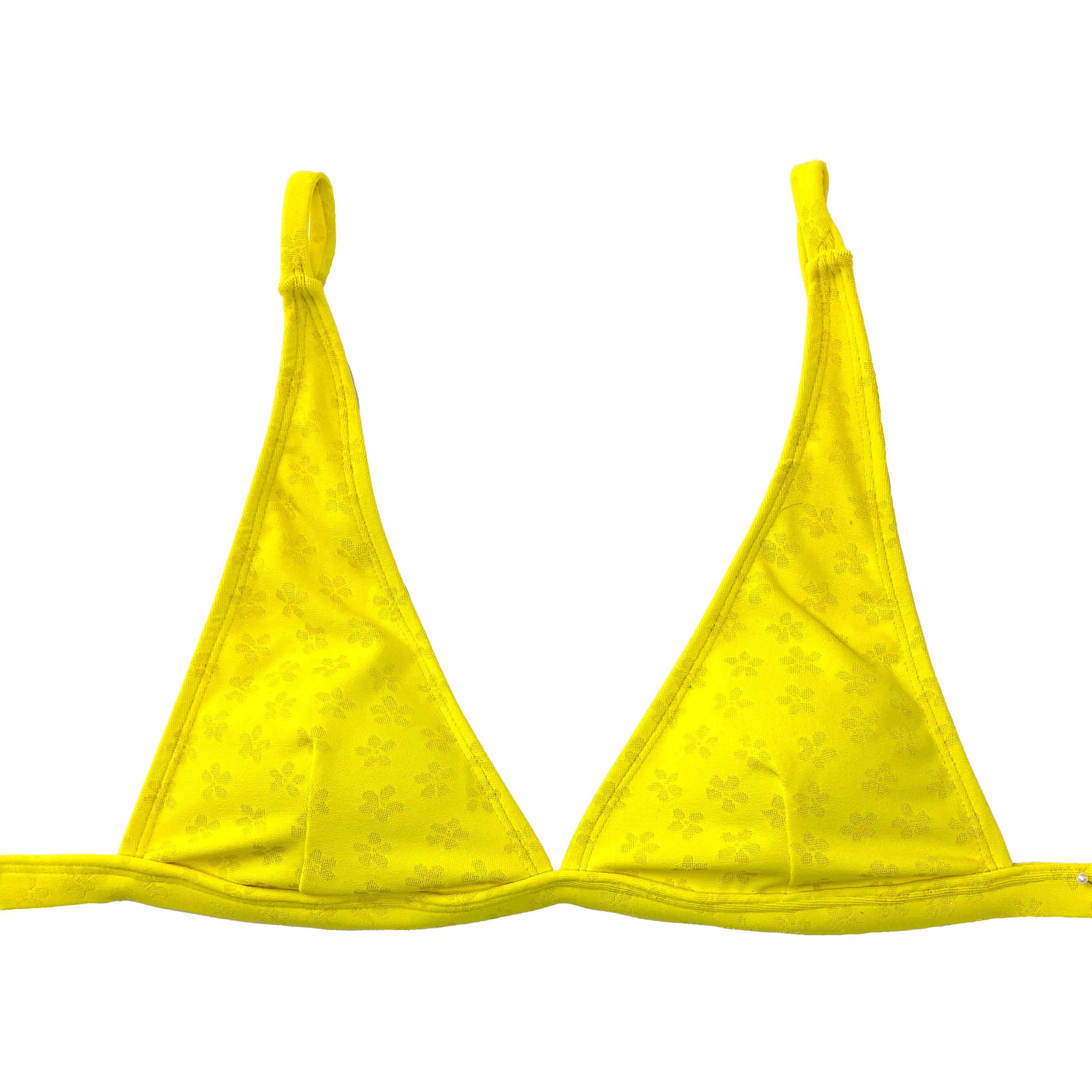 Top Triángulo Alto Amarillo Flores