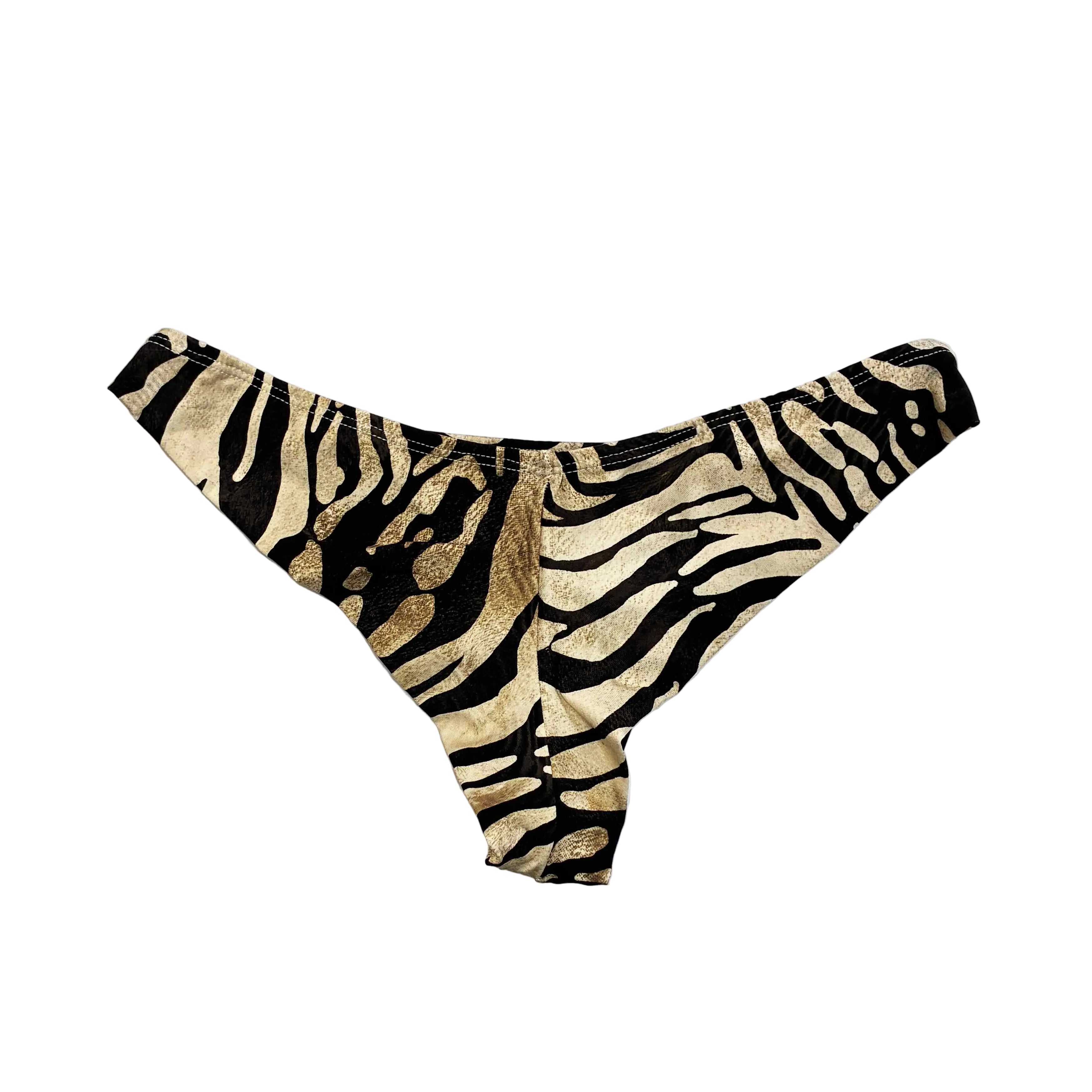Parte de atrás de braga semitanga en estampado de Cebra.